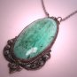Antique Jade Paste Necklace Art Deco Vintage Filigree Lavaliere 1920's Rose Cuts