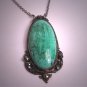 Antique Jade Paste Necklace Art Deco Vintage Filigree Lavaliere 1920's Rose Cuts