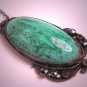Antique Jade Paste Necklace Art Deco Vintage Filigree Lavaliere 1920's Rose Cuts