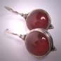 Vintage Victorian Carnelian Earrings Etruscan Silver Georgian