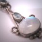 Vintage Etruscan Victorian Revival Moonstone Topaz Pendant Silver Roman Revival Lavaliere