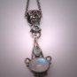 Vintage Etruscan Victorian Revival Moonstone Topaz Pendant Silver Roman Revival Lavaliere