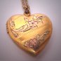 Antique Gold Heart Locket Vintage Victorian Necklace Art Deco Engraved Rose Gold 1920