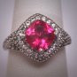 Vintage Ruby Wedding Ring Victorian Art Deco Style Silver Band 1930s Style