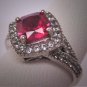 Vintage Ruby Wedding Ring Victorian Art Deco Style Silver Band 1930s Style