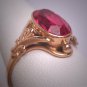 Antique Ruby Ring Vintage Art Deco Wedding 1920 Ornate Russian Gold
