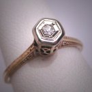 Antique Old Mine Cut Diamond Wedding Ring Vintage Edwardian 18K Gold