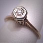Antique Old Mine Cut Diamond Wedding Ring Vintage Edwardian 18K Gold