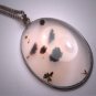 Antique Vintage Victorian Pendant Necklace Spotted Moss Agate Sterling Silver