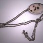 Antique Vintage Victorian Pendant Necklace Spotted Moss Agate Sterling Silver