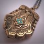 Antique Turquoise Gold Fob Necklace Pendant 1880's Victorian