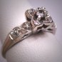 Antique Diamond Wedding Ring 14K c1930 Vintage Solitaire Engagement