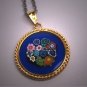 Vintage Murano Millefiori Glass Pendant Gold Silver Necklace