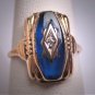 Antique Sapphire Diamond Wedding Ring Vintage Art Deco c.1920