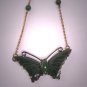 Antique Vintage Jade Butterfly Necklace Pendant Art Deco Carved