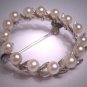 Antique Akoya Pearl Brooch Vintage Art Deco Circle Wreath Pin Silver