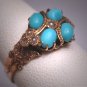 Antique Turquoise Seed Pearl Ring Georgian Victorian Rose Gold Wedding Band 1800's