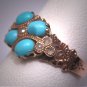 Antique Turquoise Seed Pearl Ring Georgian Victorian Rose Gold Wedding Band 1800's