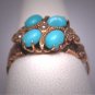 Antique Turquoise Seed Pearl Ring Georgian Victorian Rose Gold Wedding Band 1800's