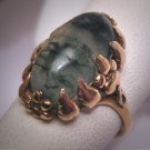 Antique Art Nouveau Moss Agate Ring Floral Vintage Wedding Deco 1890 Arts Crafts Wedding