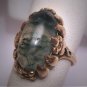 Antique Art Nouveau Moss Agate Ring Floral Vintage Wedding Deco 1890 Arts Crafts Wedding