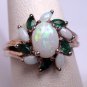 Vintage Australian Opal Emerald Ring Wedding Engagement