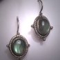 Vintage Georgian Victorian Revival Oval Labradorite Earrings Etruscan Revival