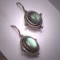 Vintage Georgian Victorian Revival Oval Labradorite Earrings Etruscan Revival