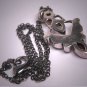 Vintage Moonstone Garnet Pendant Necklace Lavaliere Victorian Arts and Crafts Style Sterling Silver