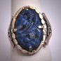 Antique Carved Lapis Ring Old Chinese Victorian Art Deco 1920