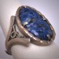 Antique Carved Lapis Ring Old Chinese Victorian Art Deco 1920
