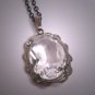 Antique White Sapphire Paste Necklace Lavaliere Pendant Vintage Art Deco 20s