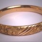 Antique Gold Bangle Bracelet Vintage Victorian Floral Engraved Chased Flowers