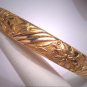 Antique Gold Bangle Bracelet Vintage Victorian Floral Engraved Chased Flowers