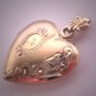 Antique Gold Heart Locket Vintage Victorian Necklace Art Deco Engraved 1920