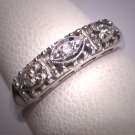 Antique Diamond Wedding Ring Heart Band Vintage Art Deco W.G.  Engagement 1930