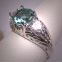Vintage Heart White and Blue Topaz Ring Victorian Art Deco Retro Filigree Wedding