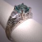 Vintage Heart White and Blue Topaz Ring Victorian Art Deco Retro Filigree Wedding