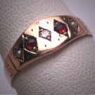 Antique Garnet Pearl Diamond Wedding Ring Band Georgian Victorian Rose Gold 1800's