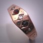 Antique Garnet Pearl Diamond Wedding Ring Band Georgian Victorian Rose Gold 1800's