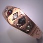 Antique Garnet Pearl Diamond Wedding Ring Band Georgian Victorian Rose Gold 1800's