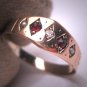 Antique Garnet Pearl Diamond Wedding Ring Band Georgian Victorian Rose Gold 1800's