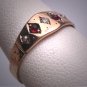 Antique Garnet Pearl Diamond Wedding Ring Band Georgian Victorian Rose Gold 1800's