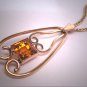 Antique Citrine Paste Pendant Necklace with Antique Gold Chain Vintage Art Deco 1930 Gold