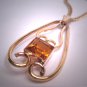 Antique Citrine Paste Pendant Necklace with Antique Gold Chain Vintage Art Deco 1930 Gold