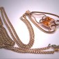 Antique Citrine Paste Pendant Necklace with Antique Gold Chain Vintage Art Deco 1930 Gold