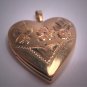 Ornate Antique Gold Heart Locket Necklace Vintage Victorian Floral 1930 Sweetheart