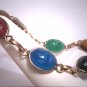 Vintage Scarab Bracelet Jade Carnelian Bloodstone Gold Art Deco Egyptian Revival