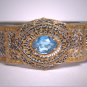 Antique Sapphire Gold Rhodium Bracelet Vintage Art Deco 1920 Filigree