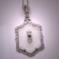 Antique Camphor Glass Crystal Emerald Necklace Vintage Art Deco 1920 Rhodium